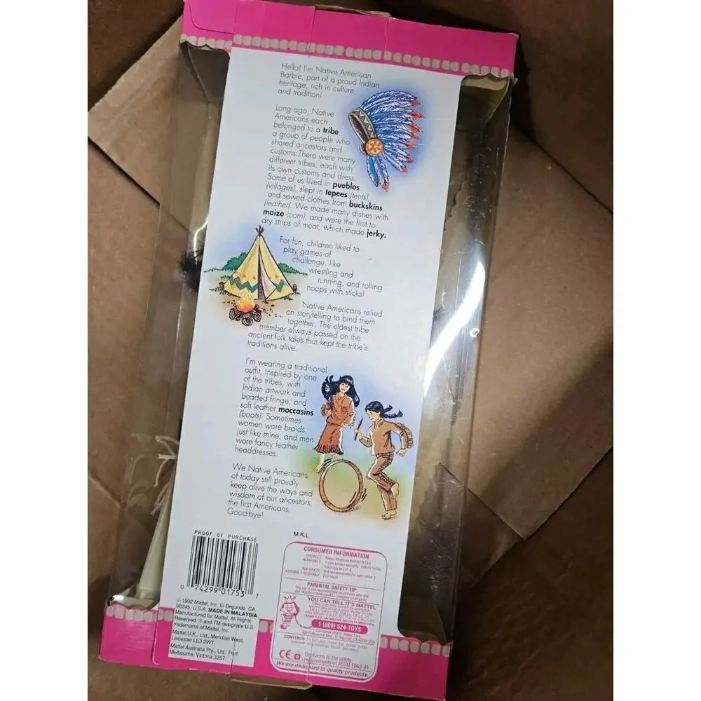 1992 Mattel Dolls Of The World Collection Native American Barbie 1753 NRFB